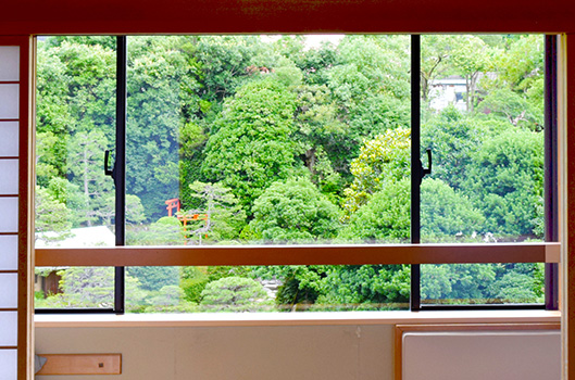 Room with a Japanese garden view